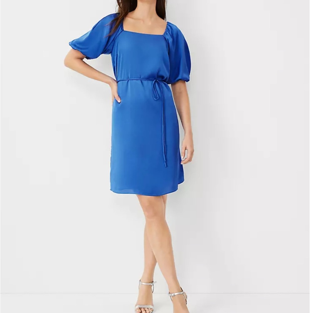 Ann Taylor Blue Satin Women's Dress